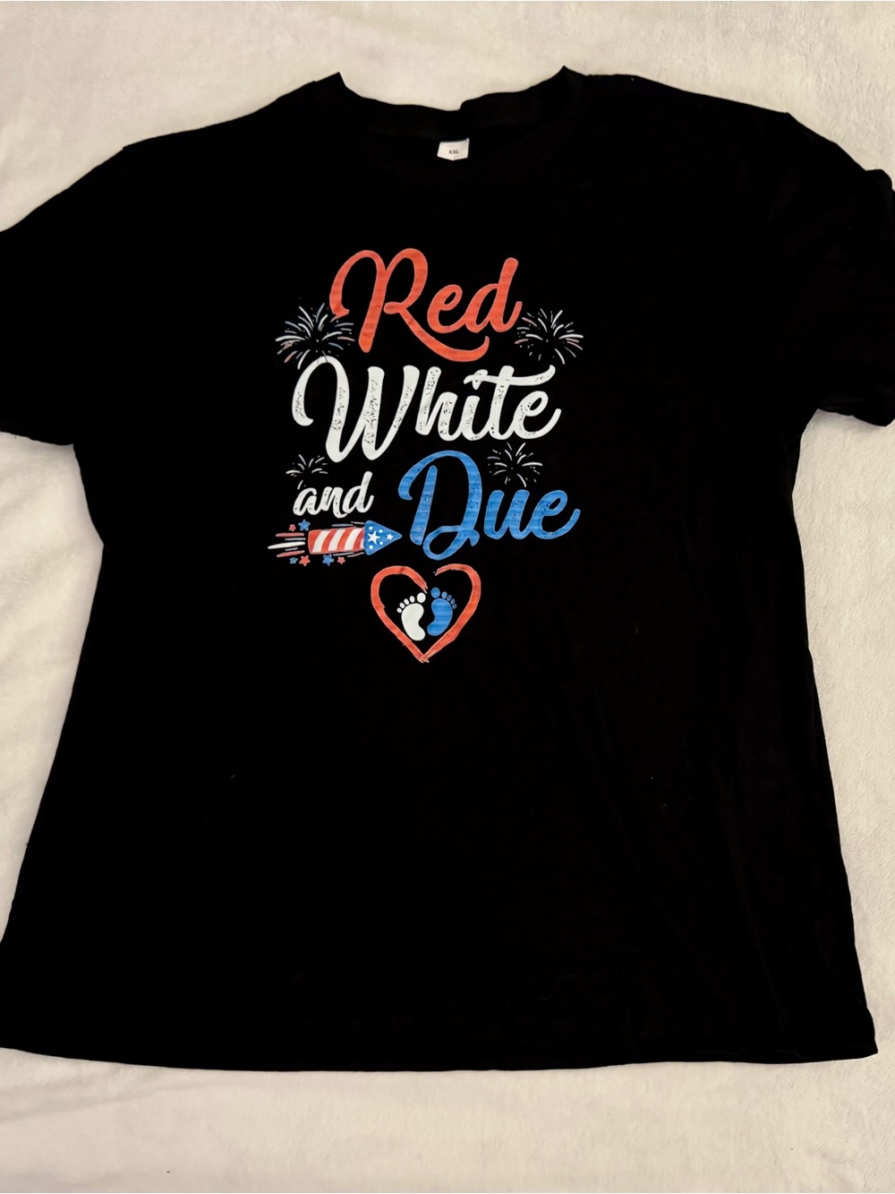 Red White and Due Pregnancy T-Shirt